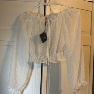Zaful puff long sleeve crop, size small